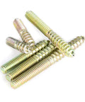 Top Shelf M4 Dowel Screw Set With 110 Zinc Plated Iron Double Ended Hanger Bolts displayed in various lengths for DIY projects.