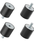 Heavy Duty M5 Rubber Shock Mounts 4 Pack Male Female Vibration Dampening Isolators For Shop Projects And Daily Rigs 15Mm square profile in black with threaded base.