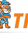 Big Tiger Parts logo with a cartoon tiger holding a wrench, wearing a cap and blue outfit.