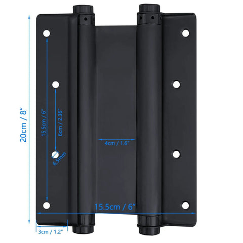 Two Pairs Eight Inch Heavy Duty Stainless Steel Cafe And Saloon Door Self Closing Double Action Spring Hinges Black Finish For Indoor Outdoor Use Ideal For High Traffic Doors And Durable Corrosion Resistant Hardware
