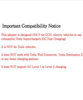 Important compatibility notice for Heavy Duty Nacs To Ccs1 Ev Charging Adapter For Tesla Supercharger Network.