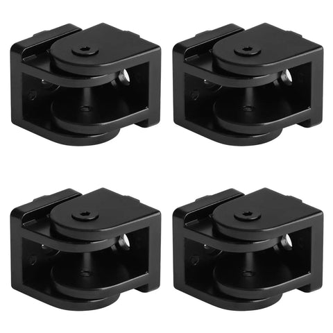 Heavy Duty Black Pivot Joint Hinges 4 Pack Fits 4040 T Slot Aluminum Extrusion Profile Slick Zinc Alloy Construction With M8 Mounting Holes Rock Solid Swivel Action Pro Builder Gear set of four hinges.