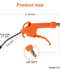 Angled Nozzle Air Blow Gun With Handle Style Grip One Quarter Inch Inlet Eight Bar Pressure Pneumatic Compressor Accessory