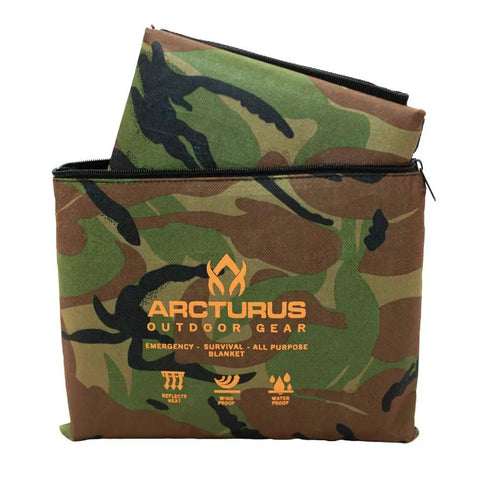 Heavy Duty Insulated Tarp For Outdoor Survival Reusable Thermal Blanket For Camping And Hiking 60 By 82 Inches in camo case