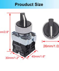 Dimensions of Two Pack 22mm Rotary Selector Switch Maintained Latching 3 Position 2NO 440V 10A Panel Mount