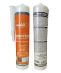 Two tubes of Instant Grab Ceiling Tile Adhesive For Wall Panels And Crown Molding, Heavy-Duty Water-Resistant Glue, front and back view.
