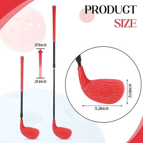 Backyard Golf Club Set With Adjustable Practice Club For Home Golfing Do It Yourself Dope Kit, red left-hand club details