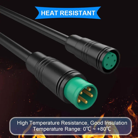 5 Pin IP66 Waterproof Ebike Extension Cable Kit Dope For Bike Lights Throttle And Ebrake, DIY male and female Julet connectors