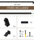 Heavy Duty Aluminum Handrail Set For Indoor Outdoor Stairs 16 Foot Wall Mounted Grab Bar components including brackets and screws.