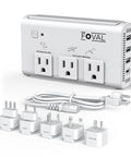 Travel 220V To 110V Voltage Converter 2000W Step Down Transformer With Four USB Ports One USB-C and plug adapters
