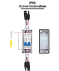 Interior view of Two Pole 1000V 63 Amp DC Solar Disconnect Switch With DIN Rail Mount Outdoor IP65 Waterproof Box Isolator For PV System Rugged High Current 63A DC Breaker For Tough Outdoor Installations showing components and connections.