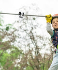 Child using Slackline Pulley Kit For Backyard Zipline And Slackline Heavy Duty Rope Pulley System With Low Friction Slider Iron Construction