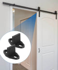 2 Pack T Shape Sliding Barn Door Bottom Floor Guides Matte Black With Screws And Anchors Concealed Track Hardware POM Plastic