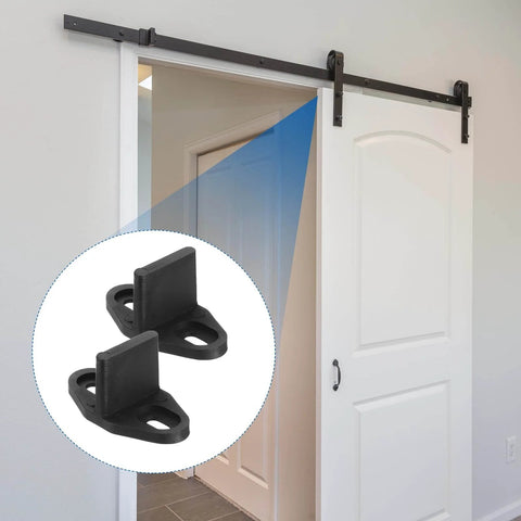 2 Pack T Shape Sliding Barn Door Bottom Floor Guides Matte Black With Screws And Anchors Concealed Track Hardware POM Plastic