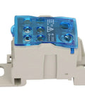 Top Shelf Heavy Duty 125A Din Rail Terminal Block For Cabinet Wiring Projects with clear protective cover.