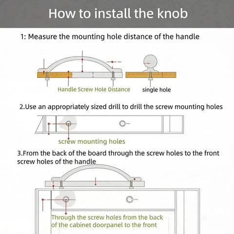 Installation instructions for Ceramic Hand Painted Flower Drawer Knobs Set With Old School Vintage White Floral Cabinet Pulls.