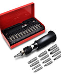 Hand Manual Reversible Impact Driver Set With Extractor And S2 Steel Bits in red case, used for rusted fasteners.