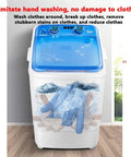Compact Portable Washer Machine With Timer Dial Single Tub Laundry Cycle Built For Apartments Rv Dorms Easy Spin Dry 6kg Capacity Lightweight Red showing water washing clothes inside.