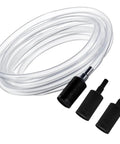 Coiled clear PVC hose with three black filters, part of Downstream Soap Injector Hose Kit For Pressure Washers 10 Ft PVC Siphon Hose With 3 Filters