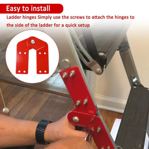 4 Pack Attic Ladder Hinge Kit For Folding Stairs Beefed Up Wobble Free Herringbone Pivot Joint Replacement Heavy Gauge Zinc Plated Steel Hardware Industrial Rigidity For High Vertical Load installed on attic ladder stairs