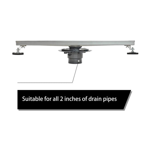 Side view of 2 Inch ABS Shower Drain Base With Threaded Joints And Rubber Seals For Any Square Or Linear Floor Drain