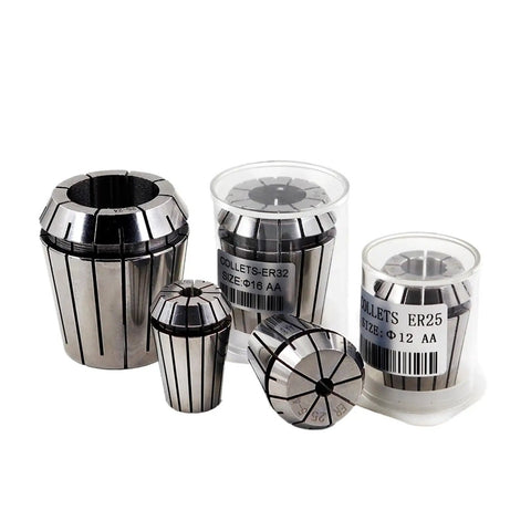 High Precision Spring Collet Chuck For CNC Milling Machine ER11 16 20 25 32 Sizes in steel shows various sizes including ER25 and ER32