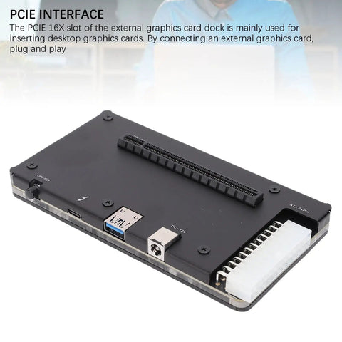 Beefy Usb4 Egpu Enclosure External Graphics Card Dock with genuine PCIe x16 slot view showing connection ports and interface.