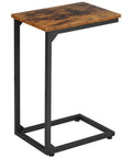 C Shaped End Table That Slides Under Couch For Small Spaces TV Tray Snack Table And Laptop Desk Brown Living Room Side Table