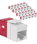 Slim CAT6 Keystone Jack With 180 Degree Punch Down For Wall Plate Or Patch Panel RJ45 UL Listed PoE Plus Plus TAA Compliant White 25 Pack