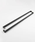 Black Stainless Steel 72 Inch Flat Bar Door Pull Dope Modern Square Rectangle Handle For Interior Exterior Doors, Shower Glass, Sliding Barn Doors, Contemporary Finish, Compatible With 3.3 Inch Thick Doors And 1.65 Inch Projection, lying on white background