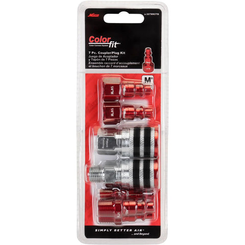Colorfit by Milton 7-piece coupler and plug kit with 1/4 in NPT quick-connect fittings and rubber bumpers