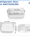 Dimensions of 2Pc Off White Refrigerator Door Bin Replacement AAP73252202 Door Shelf for select refrigerator models.
