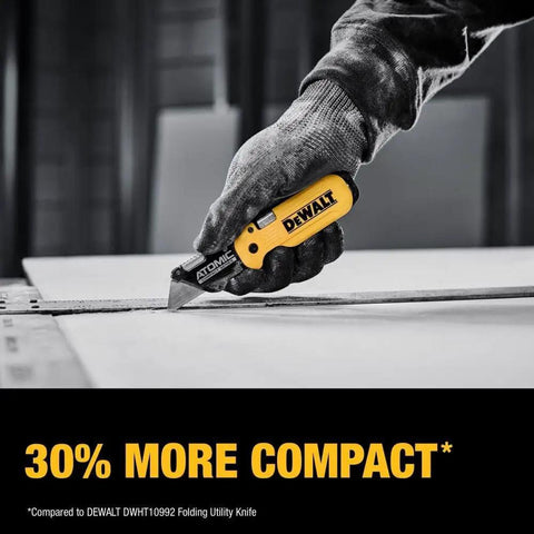 Person using Push And Flip Folding Utility Knife Set With One Handed Operation And 30 Percent More Compact Design For Tight Spaces