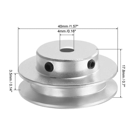 Aluminum V Belt Pulley 40mm Outer Diameter 4mm Fixed Bore Single Groove Drive Wheel For Motor Shaft Fits 1 To 3 Mm Shafts