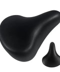 Black ergonomic kids bike seat for 18, 20, 24 inch bicycles; replacement saddle with extra cushion, PU leather, comfy ride, easy install.