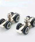 Barn Door Rollers 2 Pack Heavy Duty Silent Glide Tracks For Cabinets And Balconies Rock Solid Wheeled Pulleys close-up view