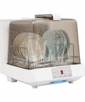 Top Shelf Portable Countertop Dishwasher With Attached Water Tank And Three Rapid Wash Cycles High Heat Clean For Dorms Apartments And Camper Vans Smooth Operator No Sweat Routine, washing plates with splashes.
