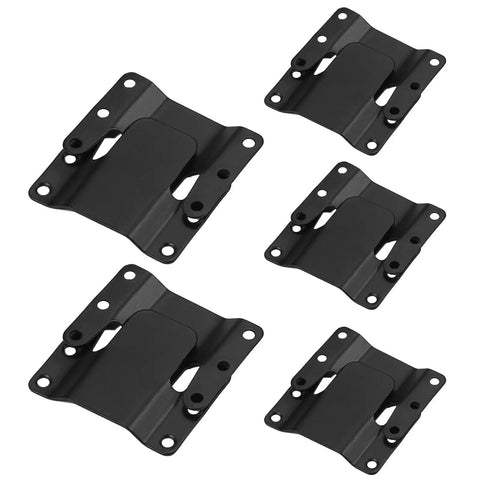 Built Like A Tank Metal Sectional Sofa Connector Brackets For Couch Furniture Hardware shown in black, five-piece set for modular couches.
