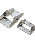 Two silver metal high-torque damping hinges with mounting plates and rollers.