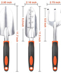 Heavy Duty Garden Tools Set 3 Piece With Ergonomic Handles Shovel Transplant Trowel And Hand Rake Aluminum Alloy Orange For Planting