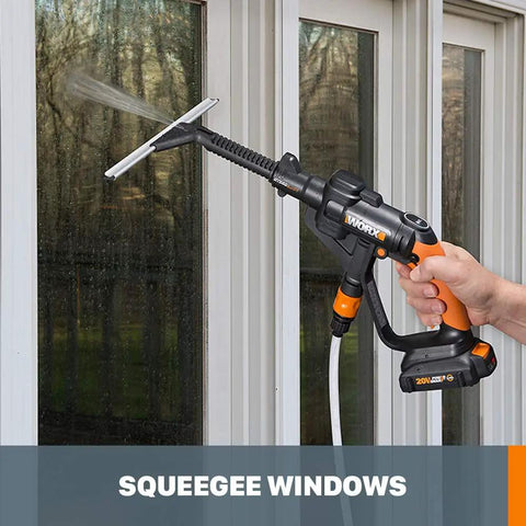 Deluxe Accessory Kit For Hydroshot Power Washers With Rotary Brush Squeegee Soap Dispenser cleaning window with squeegee attachment