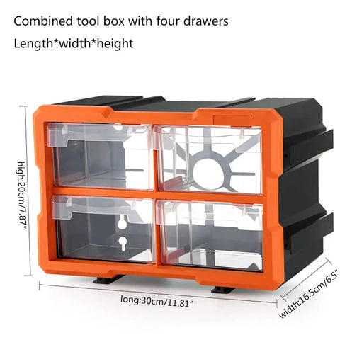 Heavy Duty Plastic Hardware Toolbox With Slide Out Compartments For Screws Bolts And Parts Organizer transparent lid four drawers