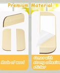 8 Pack Wooden Hinge Repair Plates With Double Sided Tape For Cabinet Doors And Kitchen Cabinets, side view showing wood material and adhesive tape.