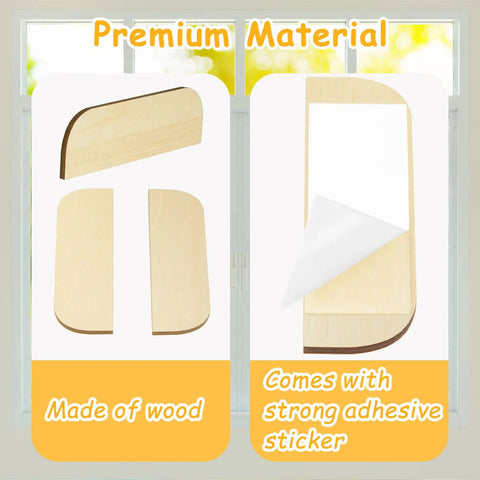 8 Pack Wooden Hinge Repair Plates With Double Sided Tape For Cabinet Doors And Kitchen Cabinets, side view showing wood material and adhesive tape.