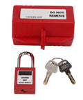 Solid as a Rock Electrical Plug Lockout Device for Industrial Tagout Safety Blocks 100 220V Plugs with 38 Millimeter Padlock Key and keys.