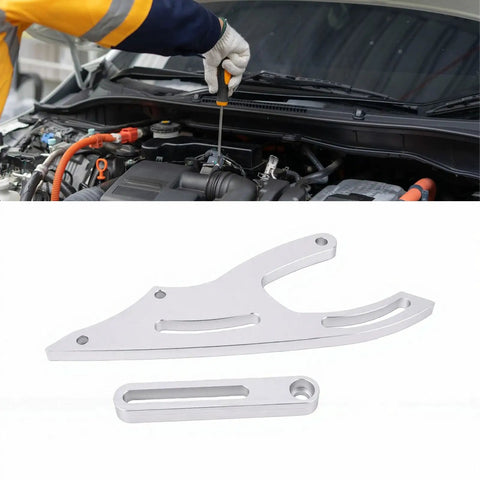 Heavy Duty Billet Aluminum CNC Power Steering Pump Bracket Kit Mid Mount V Belt Fit For 289 302 351W SBF Engines Plus 64-69 Cars And Trucks Make Your Ride Rock Smooth installed in engine bay