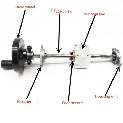 Heavy Duty Top Shelf T8 Lead Screw Set With Durable Brass Nut And Sweet Turning Handwheel 400Mm Trapezoidal Threaded Rod for CNC 3D Printer parts.