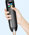 Handheld Spot Welder With 99 Adjustable Settings, 1.3 Inch LCD Display, Dual Mode, in hand close-up view.