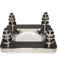 Titanium Turbo To Manifold Stud Kit For M10x1.5 Thread, 4 Piece, top view of hardware with raw silver finish