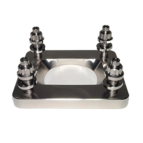Titanium Turbo To Manifold Stud Kit For M10x1.5 Thread, 4 Piece, top view of hardware with raw silver finish